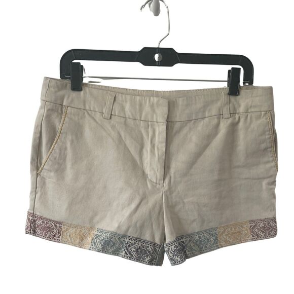 Artisan NY Woman’s Embroidery Detail Chino Shorts Beige Size  6 - Picture 1 of 6